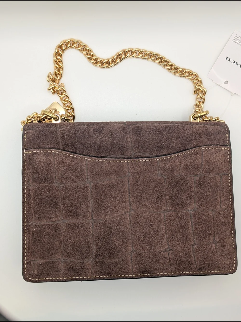 NWT Coach Klare Brown Croc Suede Crossbody Bag Gold Chain C8869